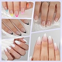 Vista 4 de 6 paquetes de uñas postizas en forma de almendra, uñas postizas de punta francesa Misssix cortas, uñas postizas reutilizables con pegamento, uñas