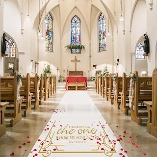 White Wedding Aisle Runner Aisle Runner for Wedding Ceremony Includes Pull String for Indoor or Outdoor Weddings, Prom and Parties ,Halloween Parties can Also use a Carpet(Gold, 3x100 Feet)