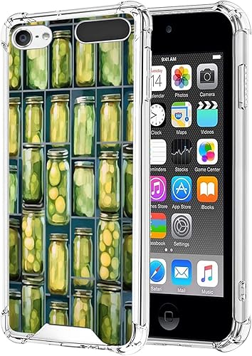 Xioolia Transparent Phone Case Compatible with iPod Touch 567Shock-Absorbing Anti-Scratch Clear with Four Corner Bumper and Designer Jars of Pickled