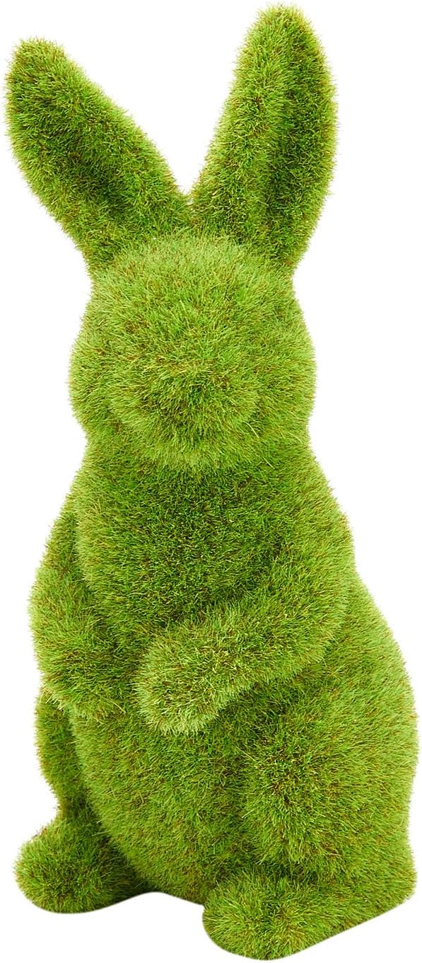 Easter Rabbit Decoration Horticulture Green Flocking Moss Sculpture Decoration Desktop Living Room Garden Easter Gift (Small 2PCS Standing+Sitting) - Image 2