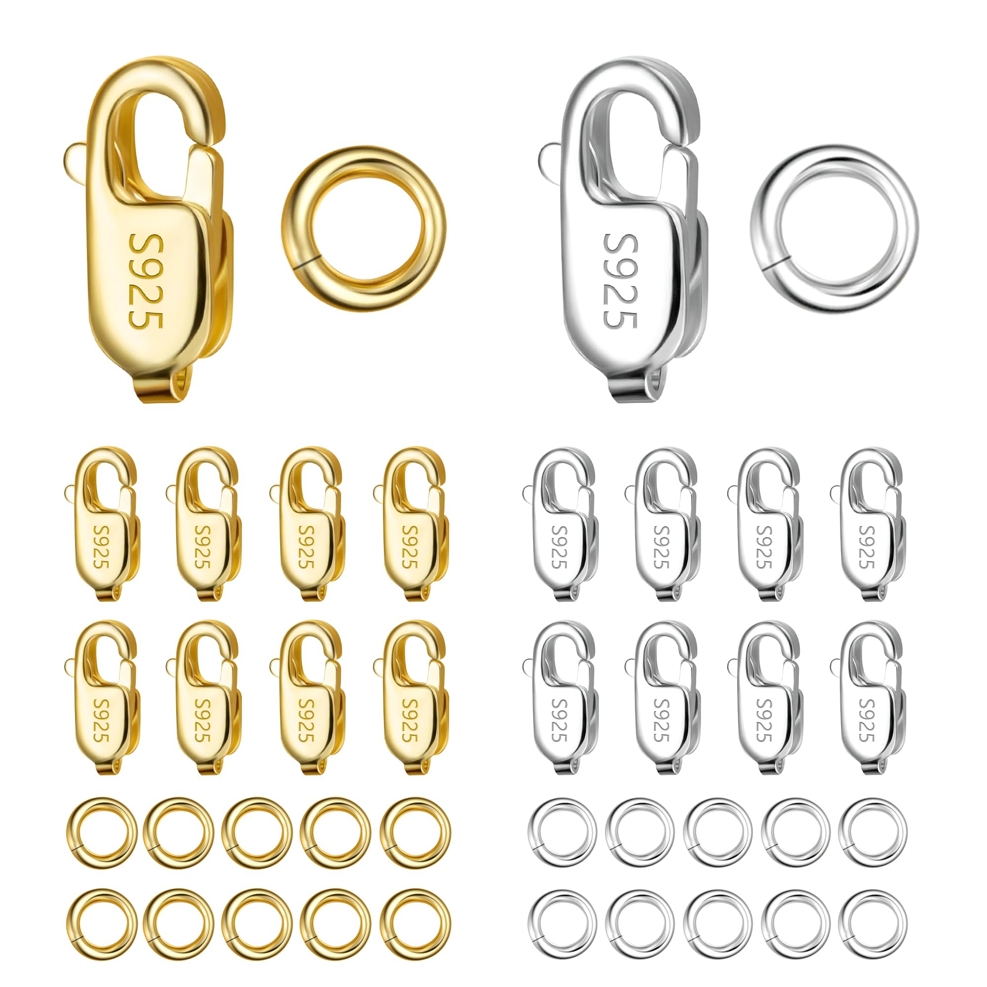 ALEXCRAFT Chiusure Per Collane 925 Fermagli E Anelli Di Salto 925 Moschettoni In Argento 925 Per Collane Creazione Gioielli Moschettone Oro Fai Da Te