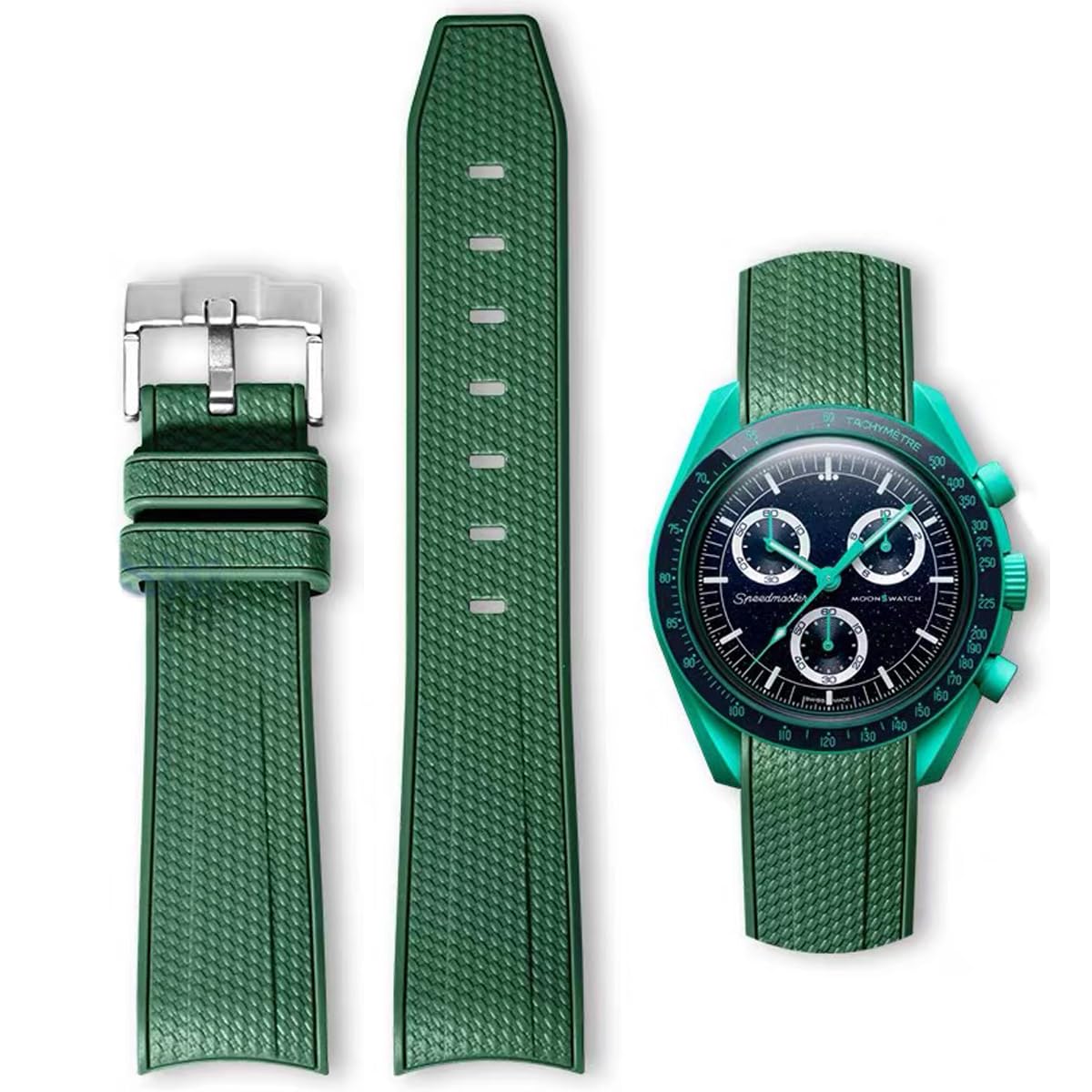 Bands for Moonswatch Watch Rubber for Omega x Swatch MoonSwatch 20mm Rolex Seiko Watch Silicone Men with Stainless Steel Replacement Bracelet Original Bracelet Omega x Swatch MoonSwatch Speedmaster