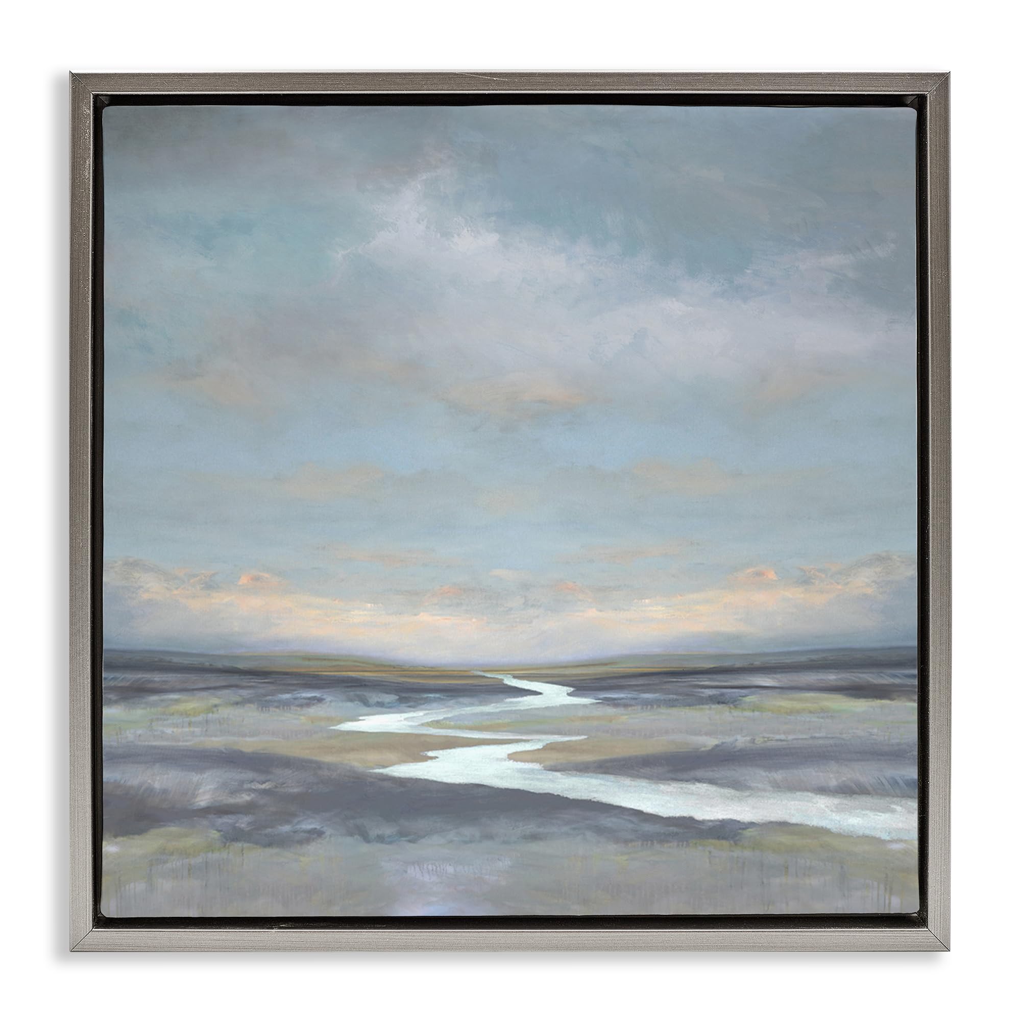 'Riverbend Misty Atmosphere'| Floating Frame Canvas Art