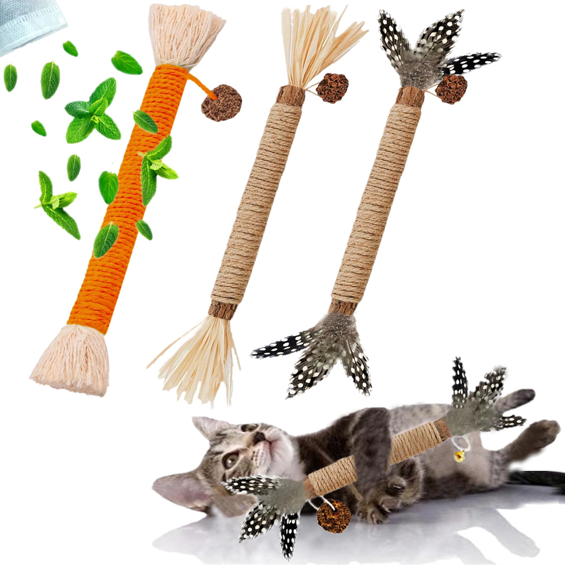 Cat Toys 3Pack Silvervine Chew Stick Kitten Treat Catnip Toy Kitty Natural Stuff Catnip Matatabi for Cleaning Teeth