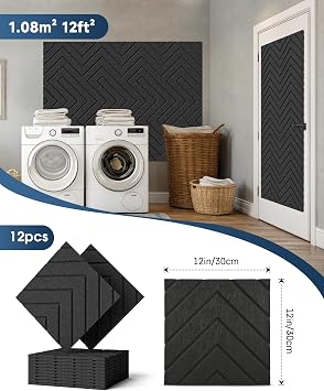 Sound Proof Foam Panels for Walls Self-Adhesive, 18 Pack 12 X 12