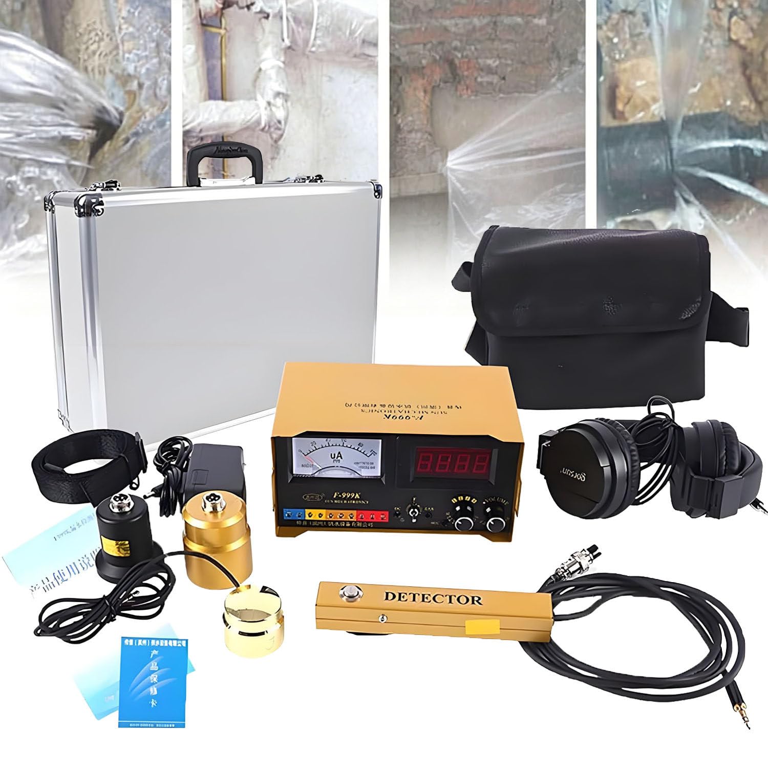 Detector de fugas de agua subterráneo, kit preciso de sensor de fugas de tubería oculta, 4 modos de frecuencia, profundidad de detección de 3 metros, ideal para fontanería y mantenimiento del hogar