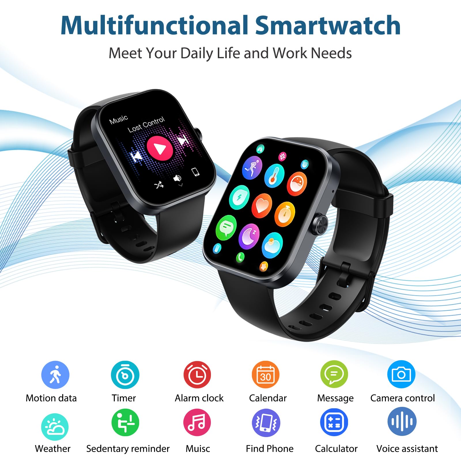 Efolen Smartwatch voor dames en heren, 2023, smartwatch met oproepen