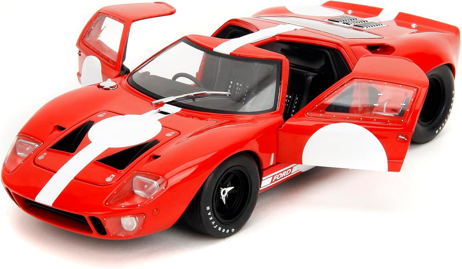 Jada Pink Slips 1968 Ford GT40 MK1-1:18 Scale Diecast Model with Opening Doors and Working Steering - for Collectors and Enthusiasts 14+ - Red