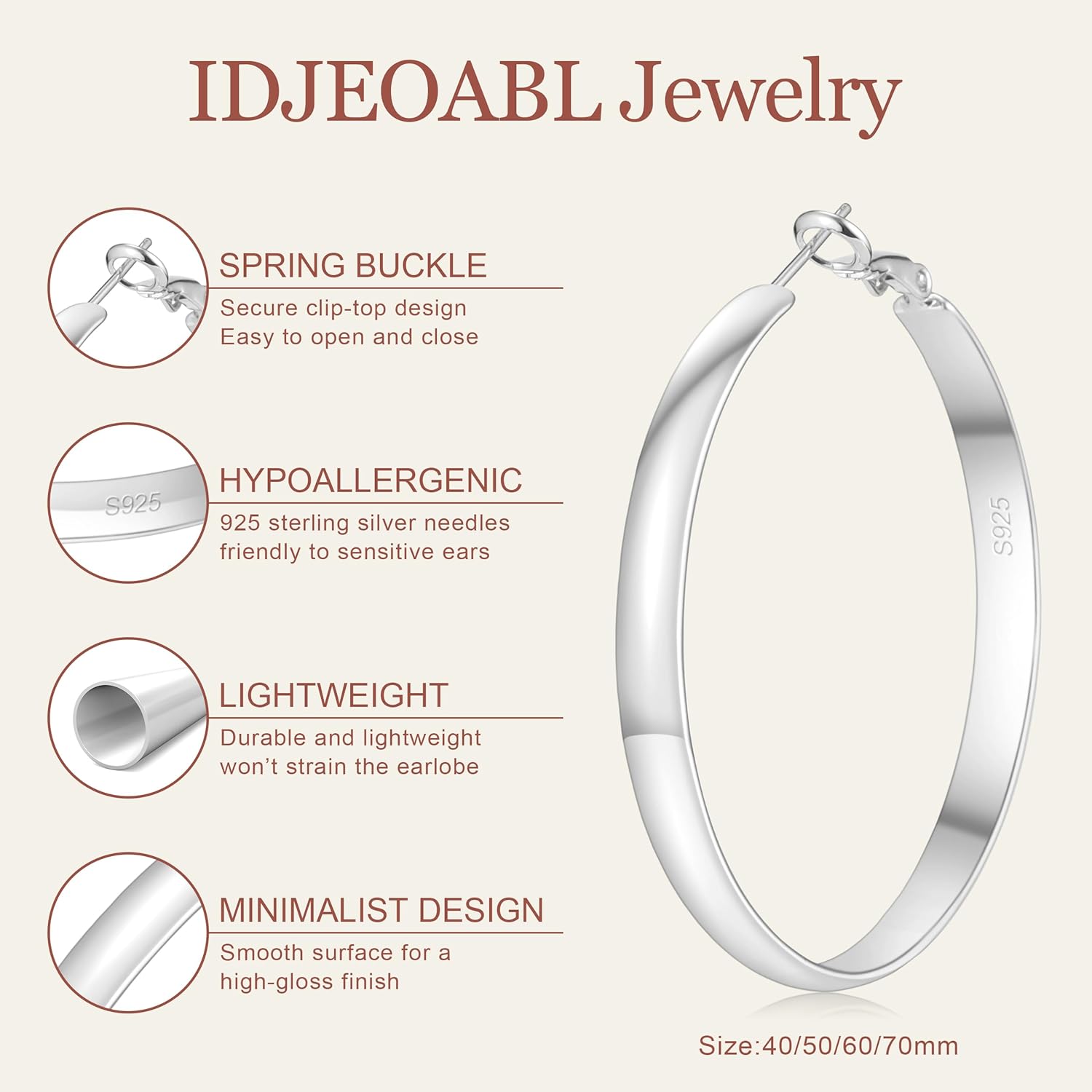 5mm Wide Gold Hoop Earrings for Women Trendy 14K Gold Plated Large Big Flat Hoop Earrings Non Tarnish Everyday Earrings Jewelry for Women - Image 2