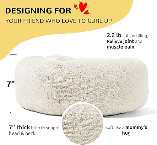 Miniatura 8 de HACHIKITTY Camas para perros calmantes en forma de dona, camas para cachorros y perros grandes, camas calmantes para interiores grandes, 30 pulgadas