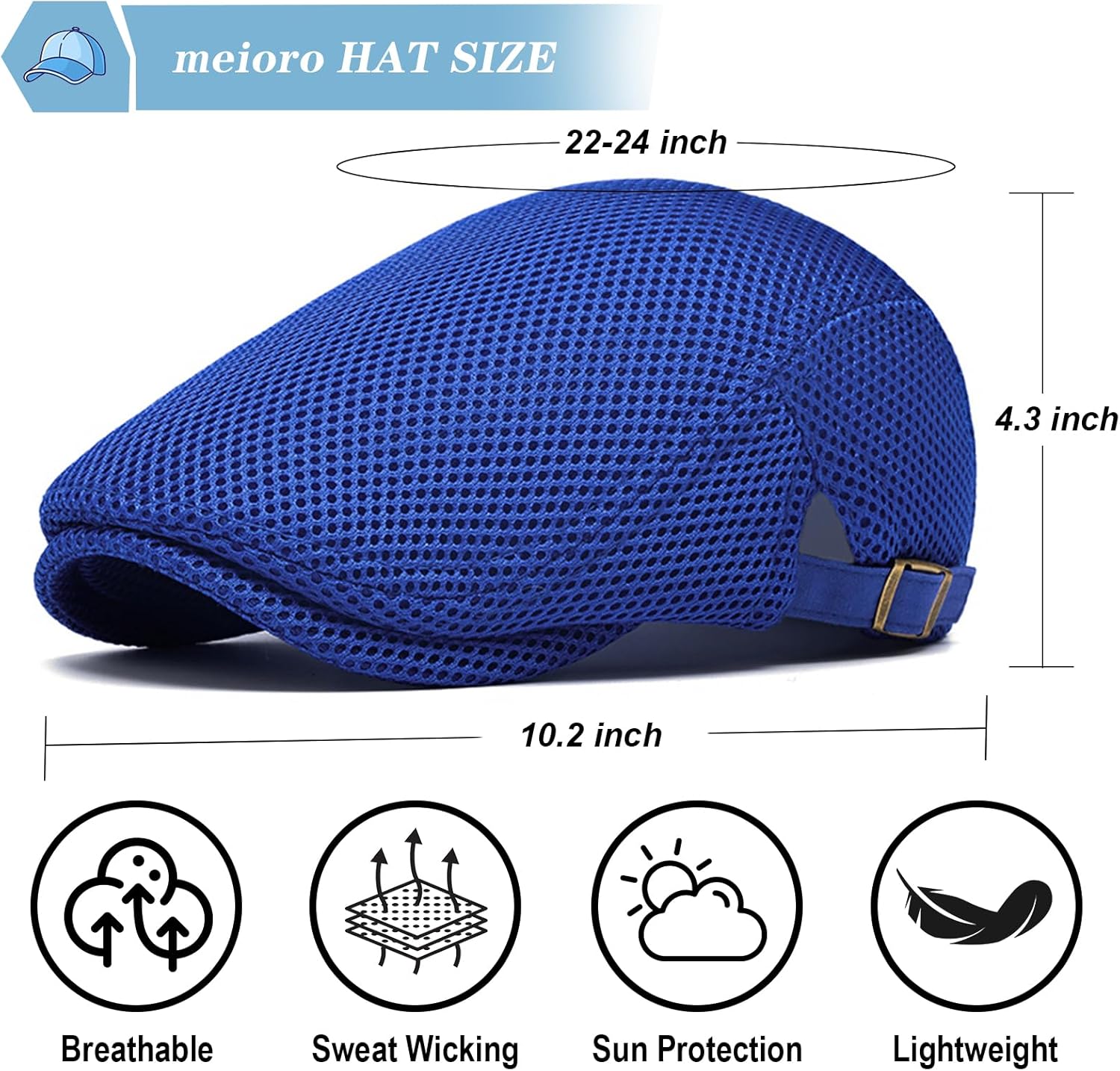 meioro Mens Breathable Mesh Summer Hat Adjustable Flat Cap Newsboy Beret Ivy Cap Irish Cabbie Fishing Hats - Image 5