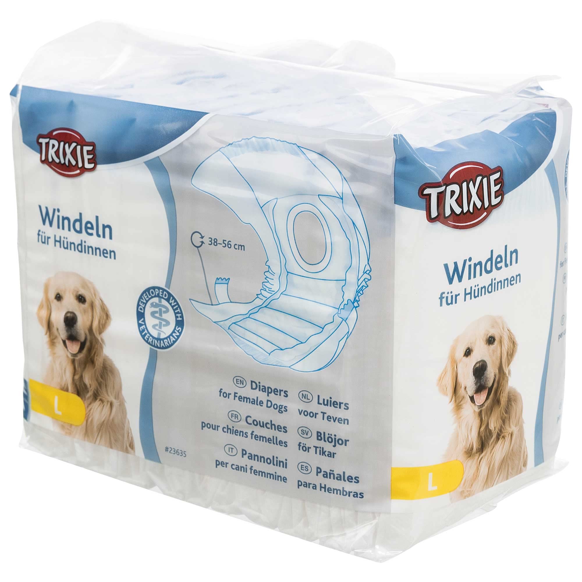 TRIXIE Braguitas y Protectores perro - 12 Pañales Perros ultra absorbentes, L