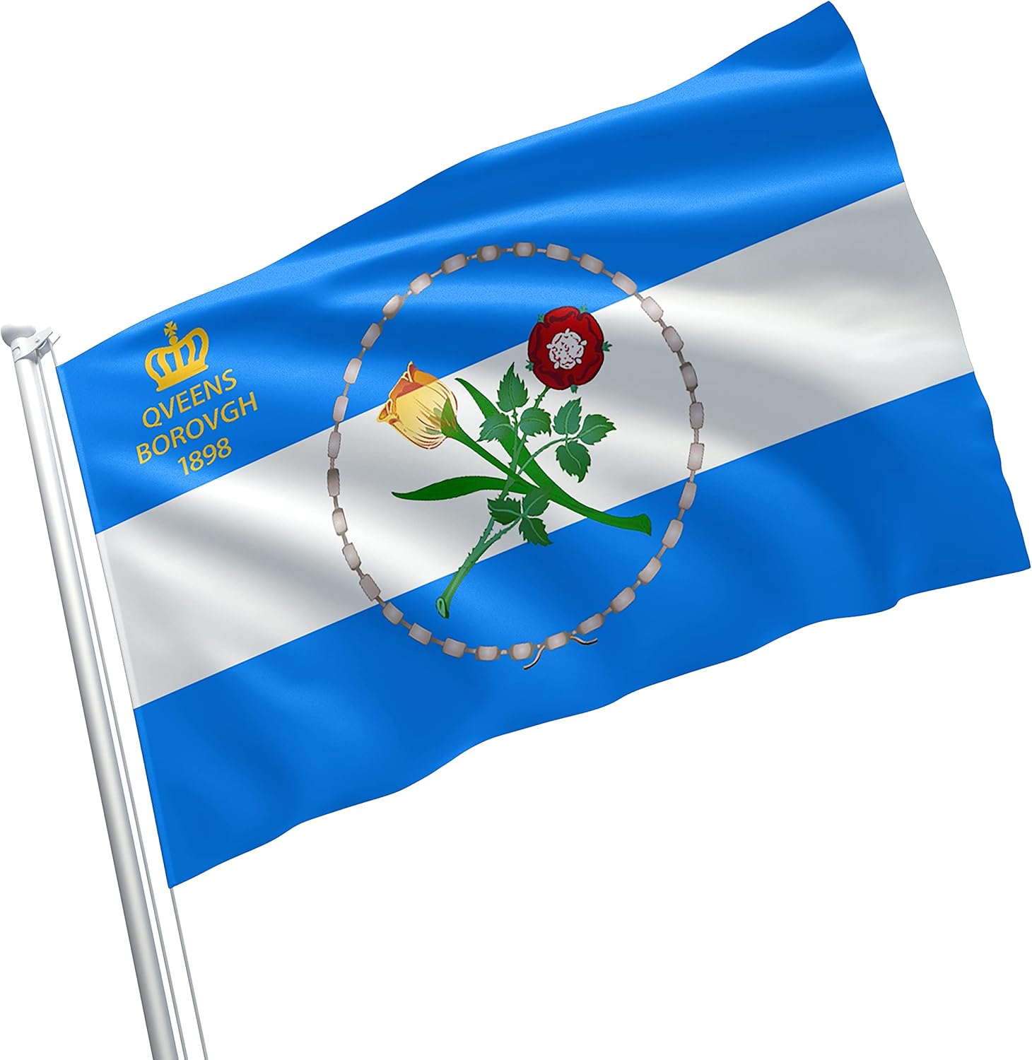 Queens County New York Flag 3x5 ft – Vivid Color Banner for Home, Office, and Events – Proud Display of Queens Heritage and NYC Pride – Durable 150D Polyester, Double Stitched with Brass Grommets