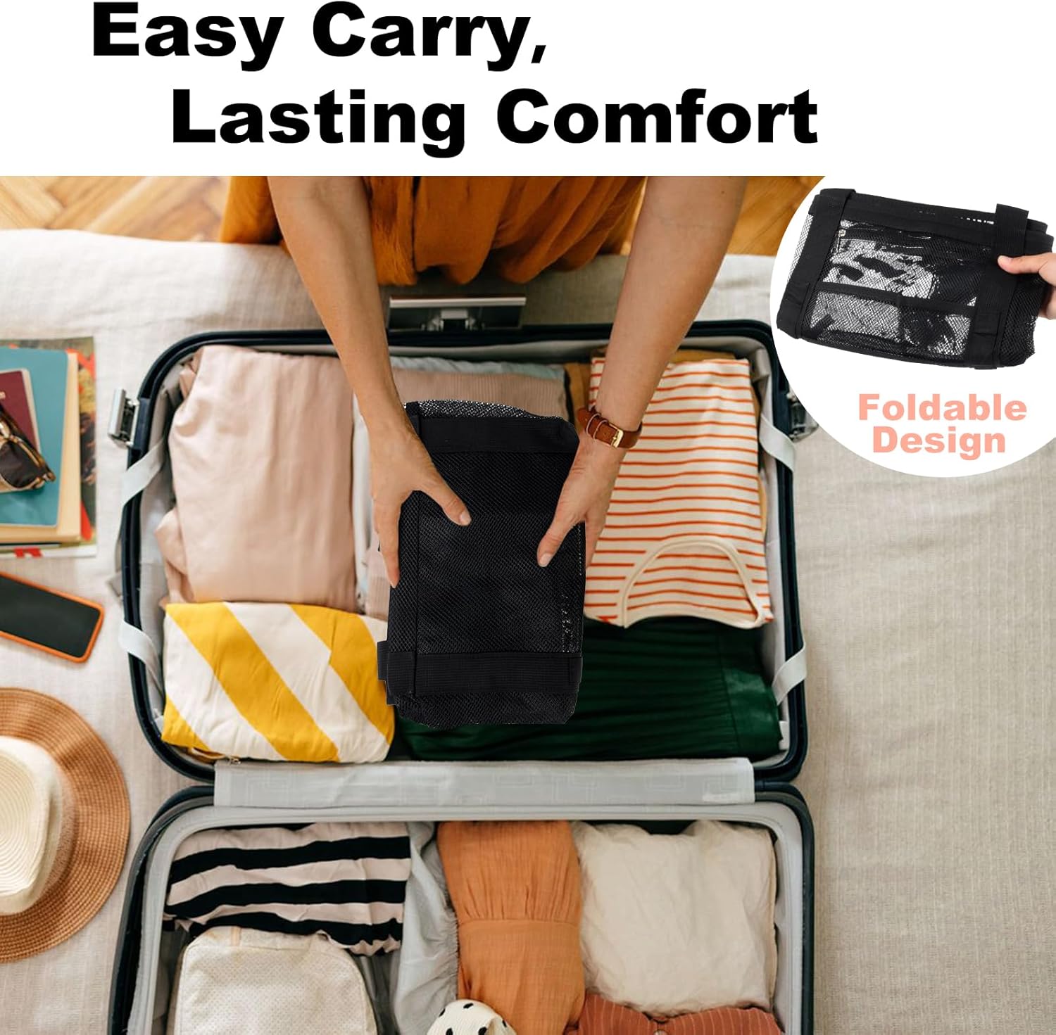 Mesh Beach Bag,Large Beach Bags for Women with 8 Pockets,Packable Tote Bag for Beach Cruise Pool Vacation Essentials - Image 7