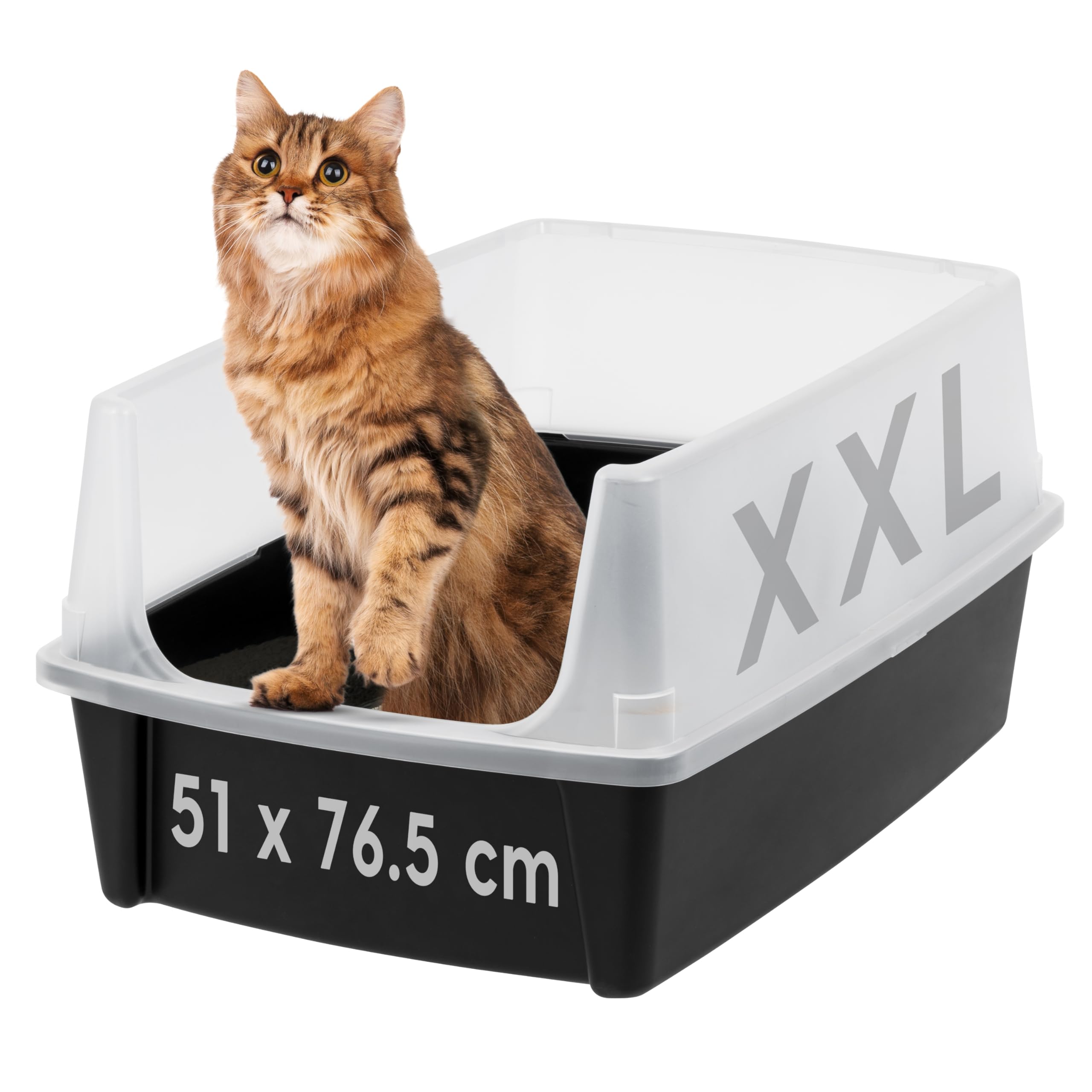 IRIS USA - Extra Large Cat Litter Box for Large Cats and Multiple Cat Households, Tall Face Scattering Protector, Easy to Clean, 30" L x 20" W x 14"