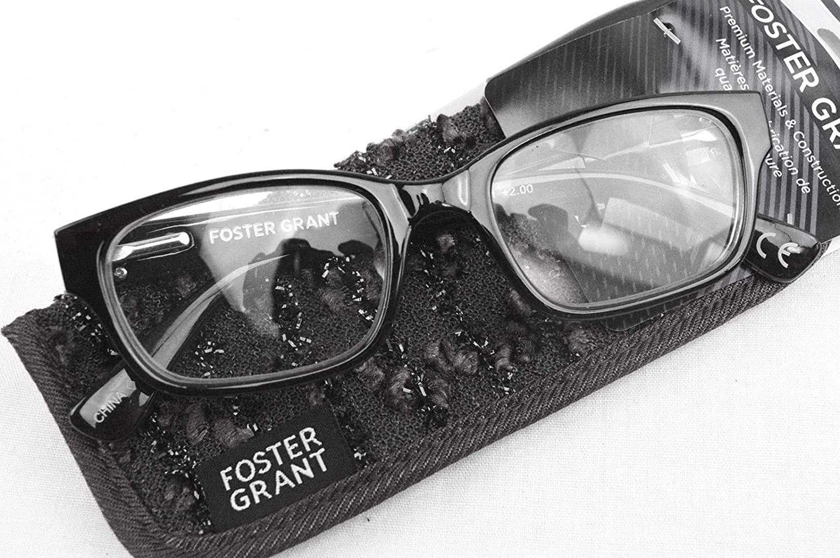 Foster Grant Roxanna Women's Reading Glasses Gloss Black Silver +2.00