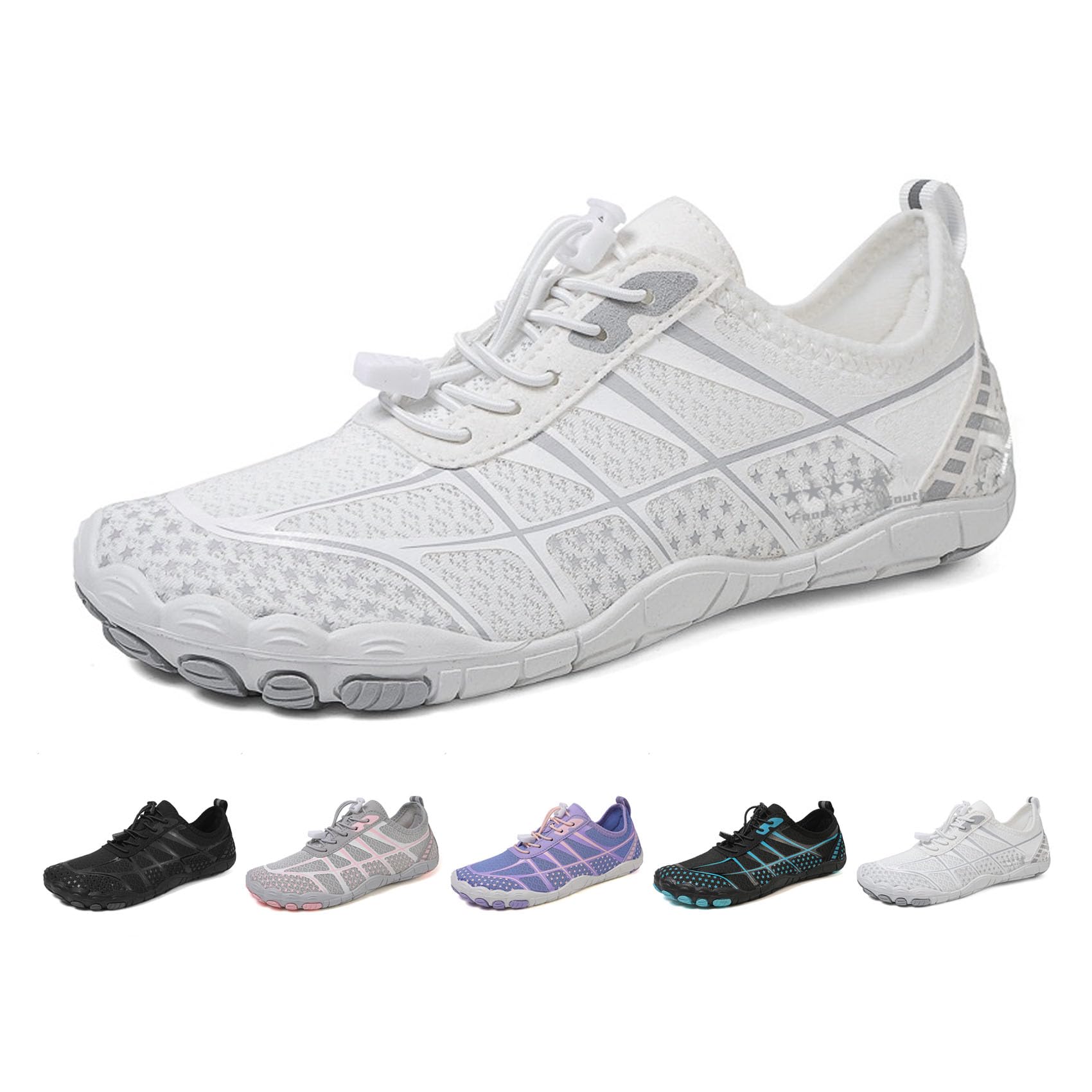 Barefoot Hiking Shoes for Women & Men - Comfortable, Grounded Footwear with Non-Slip Sole & Wide Toe Box (White,38)