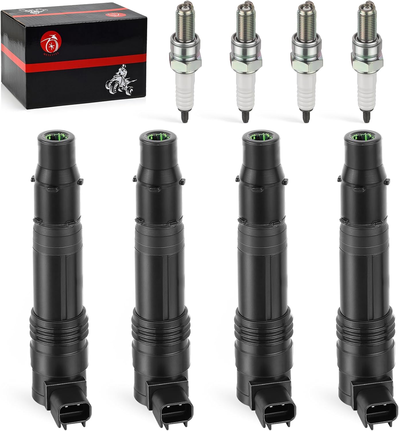 For Kawasaki Ninja ZX-14 ZX-10R ZX1000 ZX1400 ZG1400 2008-2024 4x Ignition Coils & Iridium Spark Plugs 21171-0005