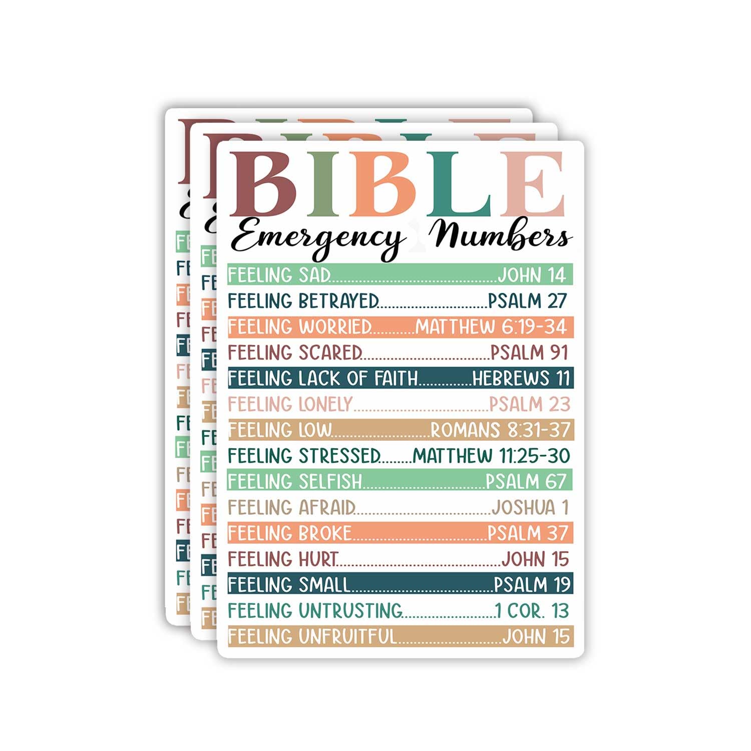 (3Pcs) Bible Emergency Numbers Christian Sticker Inspirational Quotes Bible Verse Jesus Vinyl Decal Stickers for Tumbler Laptop Kindle Water Bottles