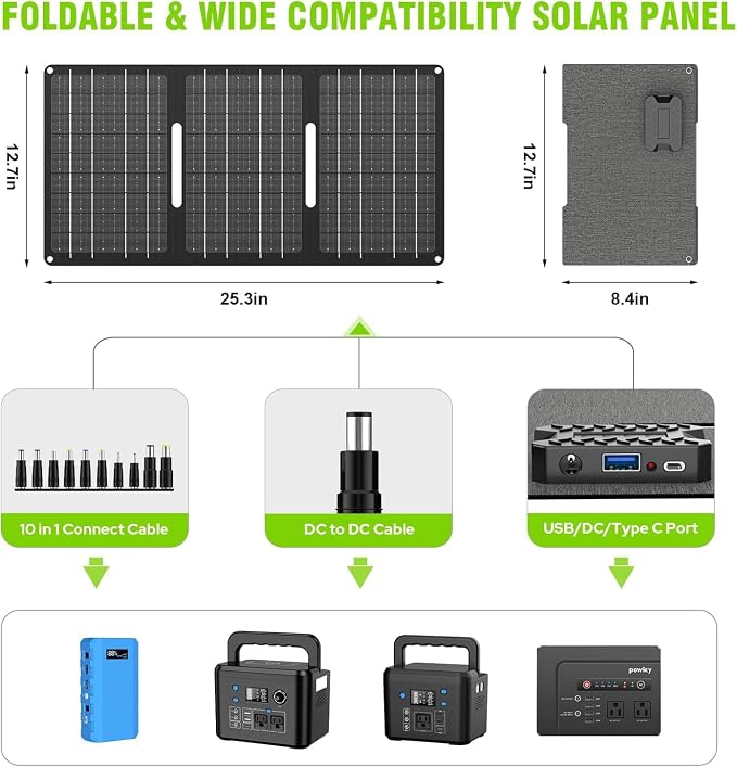 Estación de energía portátil Powkey 24000mAh con panel solar miniatura 3