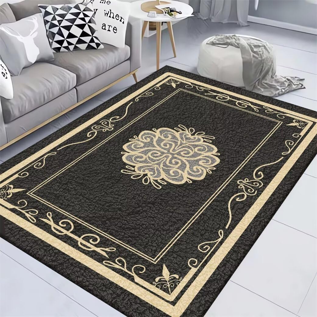 Tapis de couloir 120x200cm à damier noir en vinyle lavable pour animaux