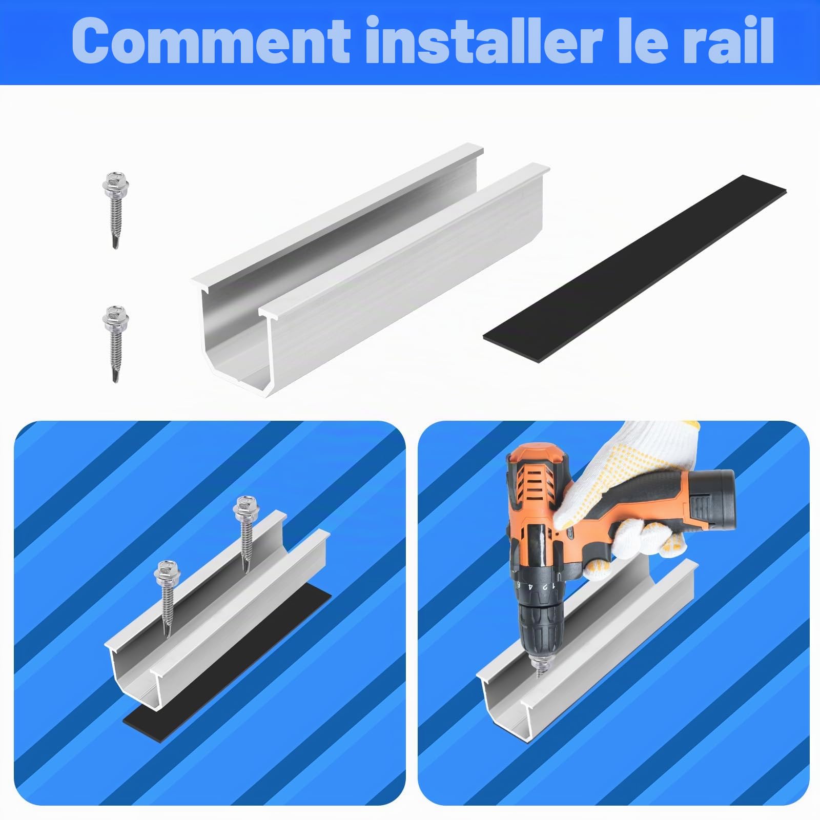 Support Panneau Solaire 12cm, Fixation 30-35mm Réglable