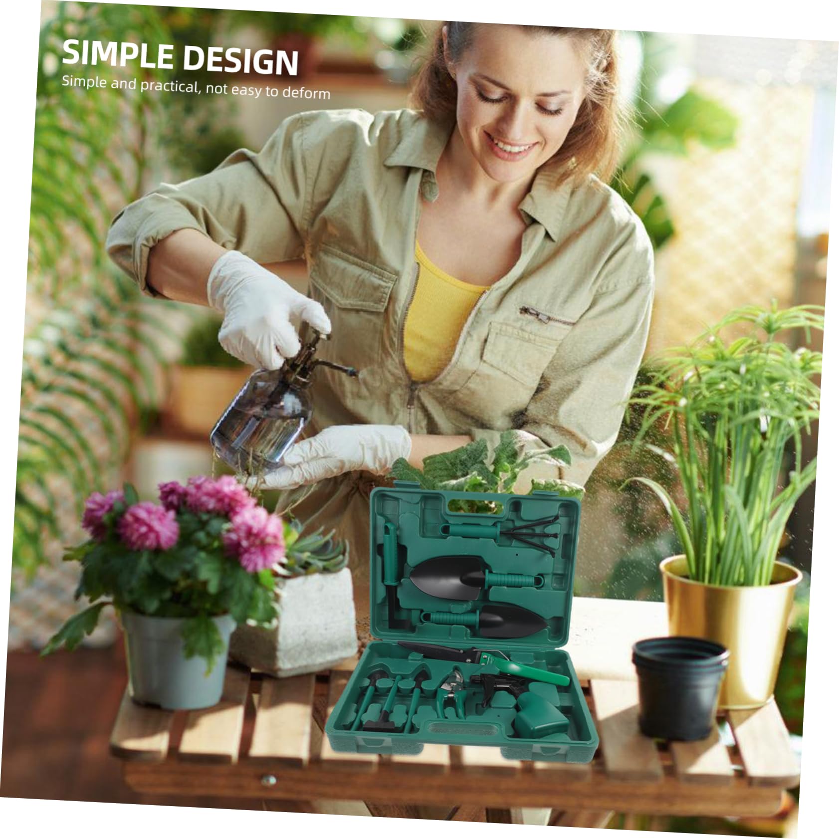 BESPORTBLE -Un Outil De Jardinage - Ensemble De Pelle Râteau Truelle Cisaille Pulvérisateur Étui De Rangement - Parfait pour Ameublir Le Sol