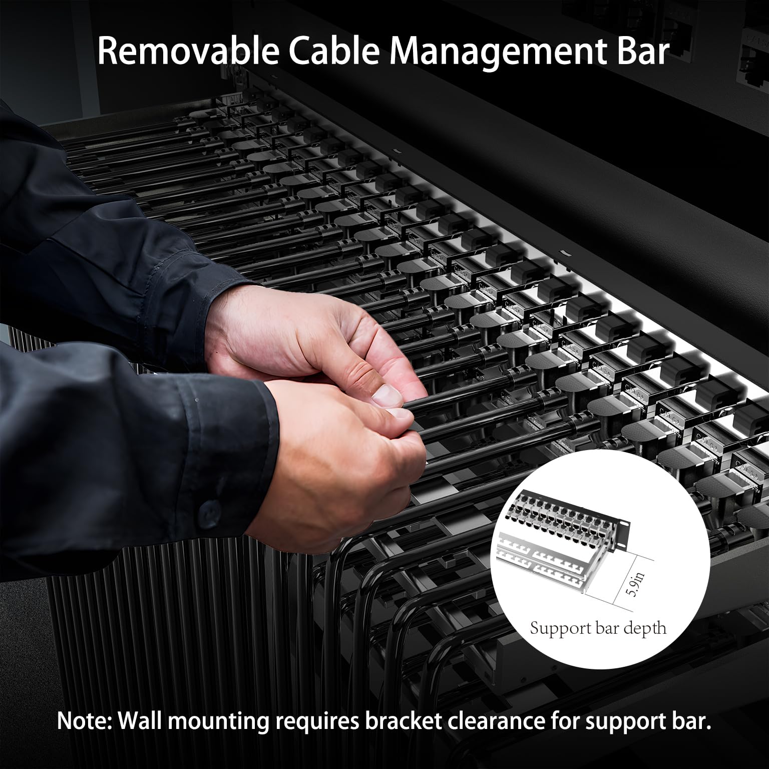 Jadaol Panneau de brassage blindé à 48 ports ou montage mural de 48,3 cm, panneau réseau 2U Cat6A préchargé avec 48 coupleurs Keystone plus 2 de rechange, panneau Ethernet 10 Gbit/s avec gestion des