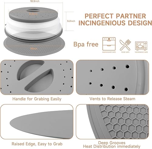 Miniatura 2 de Cubierta para microondas, cubierta para salpicaduras de microondas, cubierta de microondas para alimentos, salvamanteles para platos calientes, 2 en
