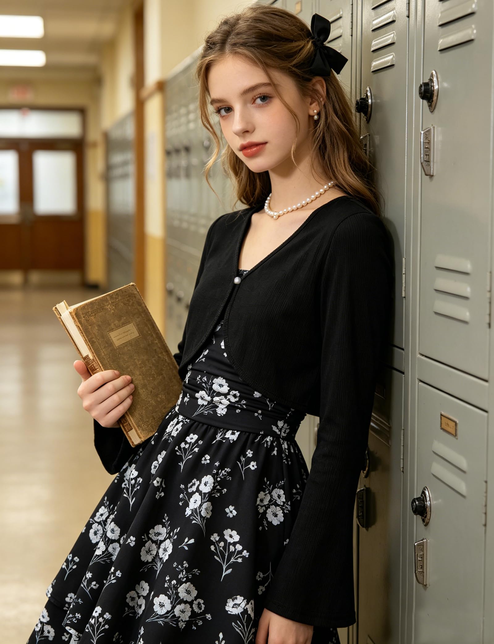 Mädchenkleid, mehrlagig, gerüscht, für 7–16 Jahre, verstellbarer Riemen, Outfit mit Strickjacke