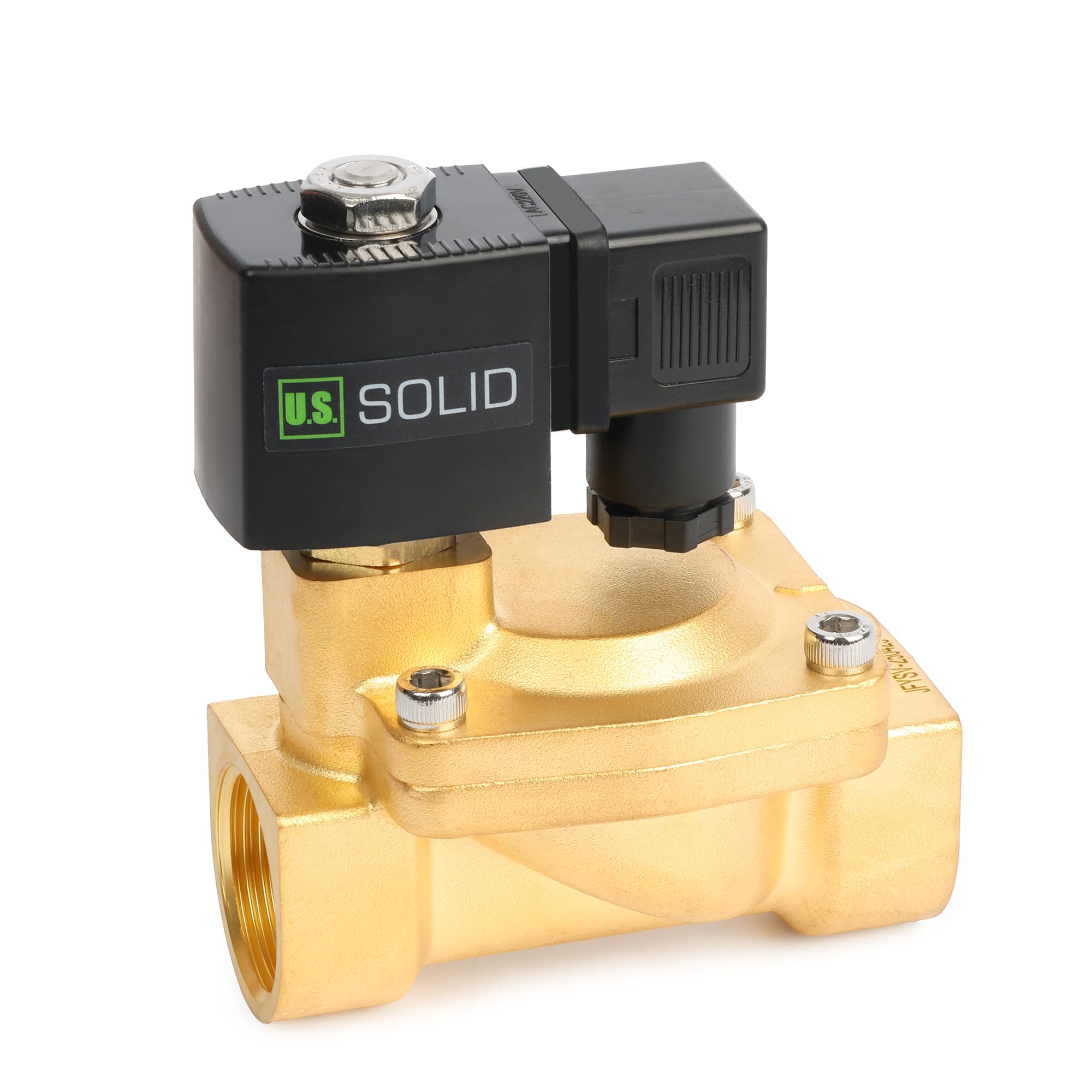 U.S. Solid Elettrovalvola a solenoide in ottone 1" G – 12V DC, 0,3–16 bar, normalmente chiusa, guarnizione VITON, funzionamento pilotato