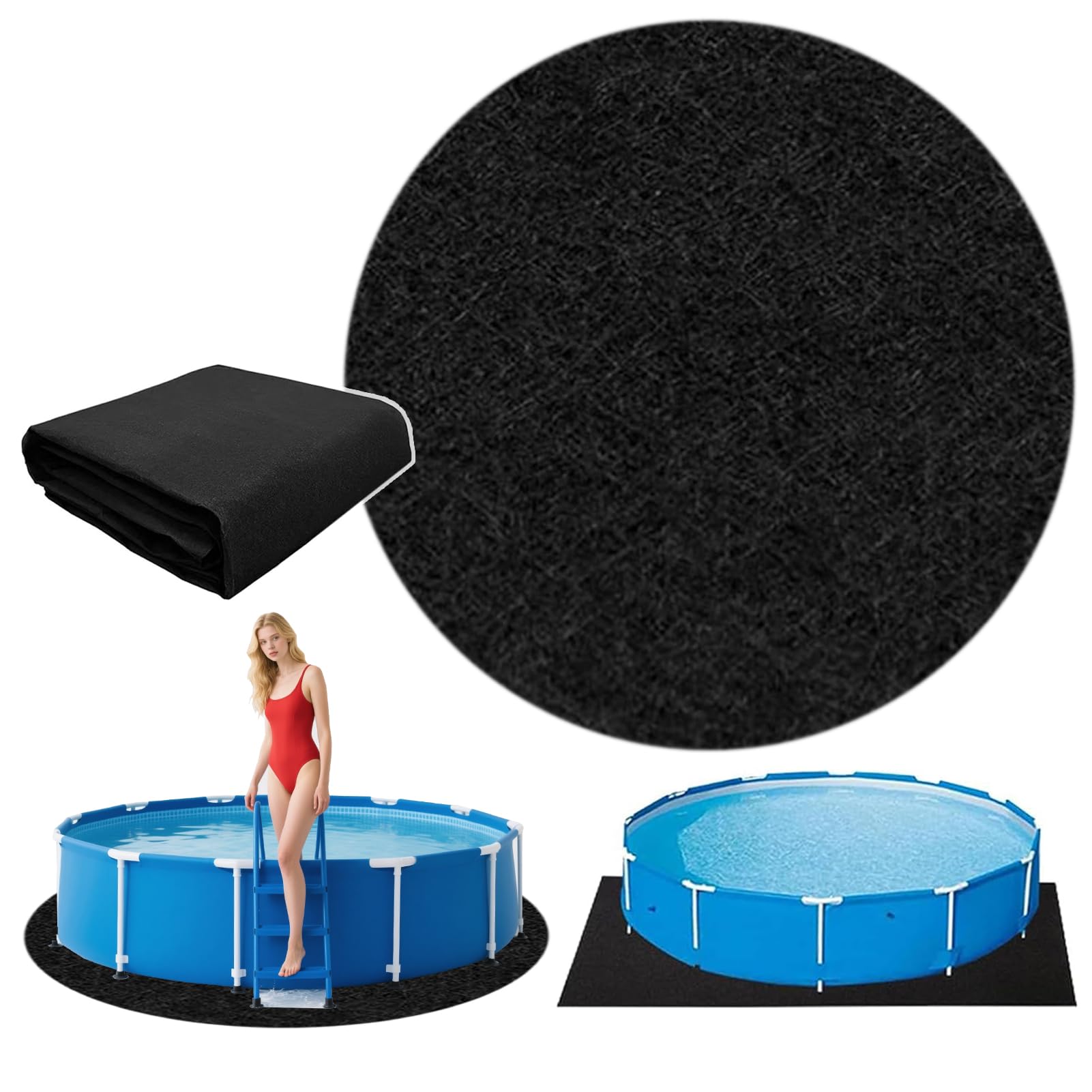 AboveGround Pool Liner Pad, 15ft Swimming Paddling Pool Ground Sheet Round, Swimming Pool Mats for Under Pool, Inflatable Hot Tubs Ground Cloth (Square 1.5mx1.5m)