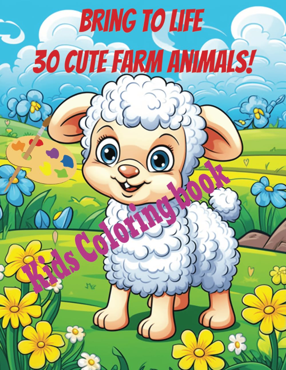30 Cute Farm Animal Drawings for Coloring, Kids Drawing Book Activity Book