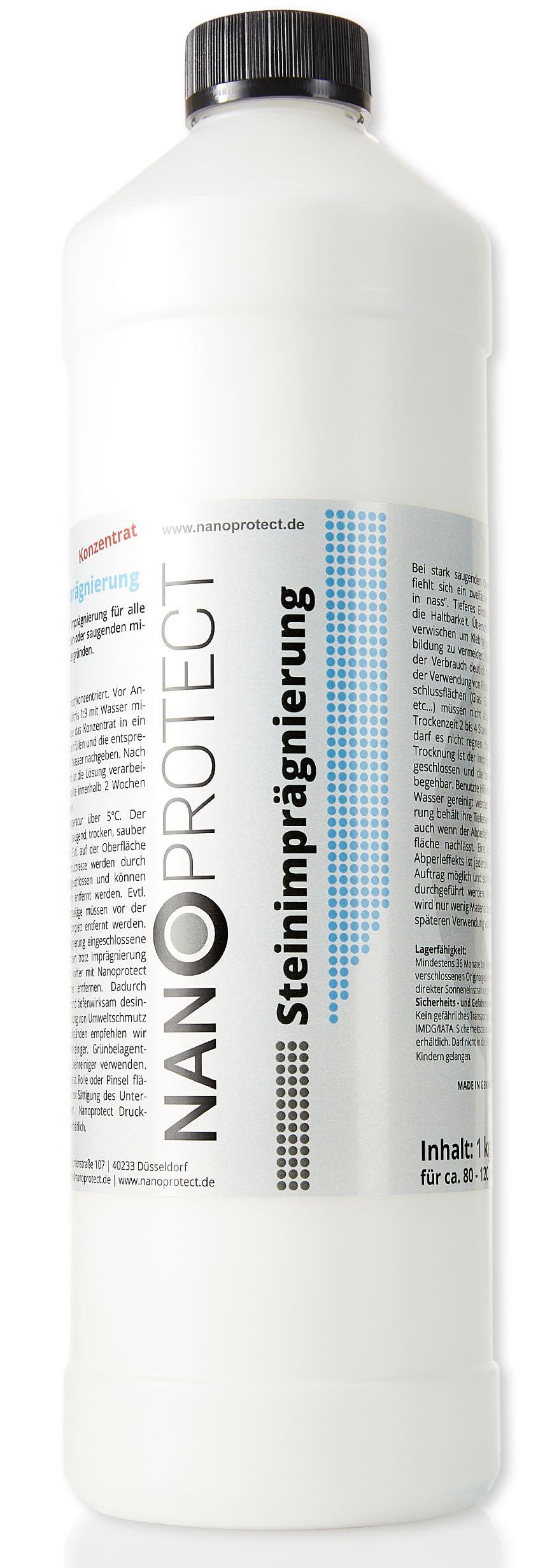 Nanoprotect Steinimprägnierung Konzentrat | 1 kg für ca. 80-120 m² | Vorbeugend gegen Grünbelag und Einschmutzung | Profi Qualität
