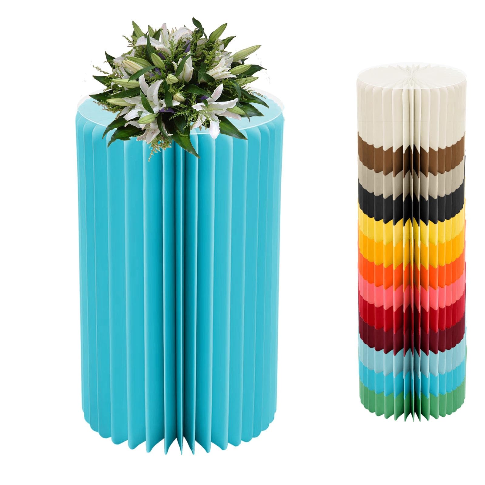 YTBHSHXZ plinth， Foldable Cardboard Cylinder Pedestal Cake Stand Multicolor 20-100cm(Blue,H 60cm/23.6in)