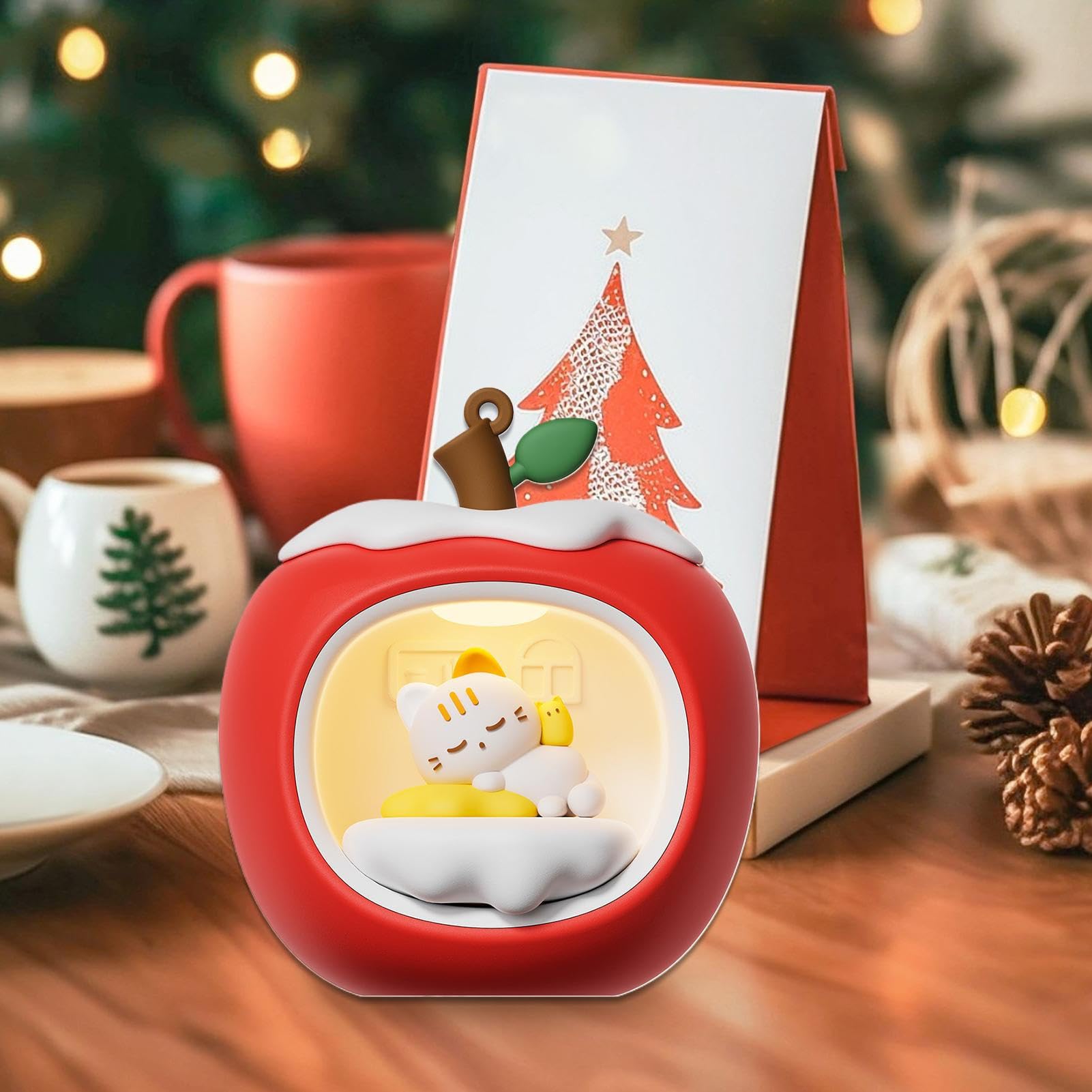 Lampada da scrivania 3D a forma di casa della frutta, luce notturna a LED ricaricabile, ornamento natalizio per asilo, parete, dormitorio, comodino, con cordino incluso