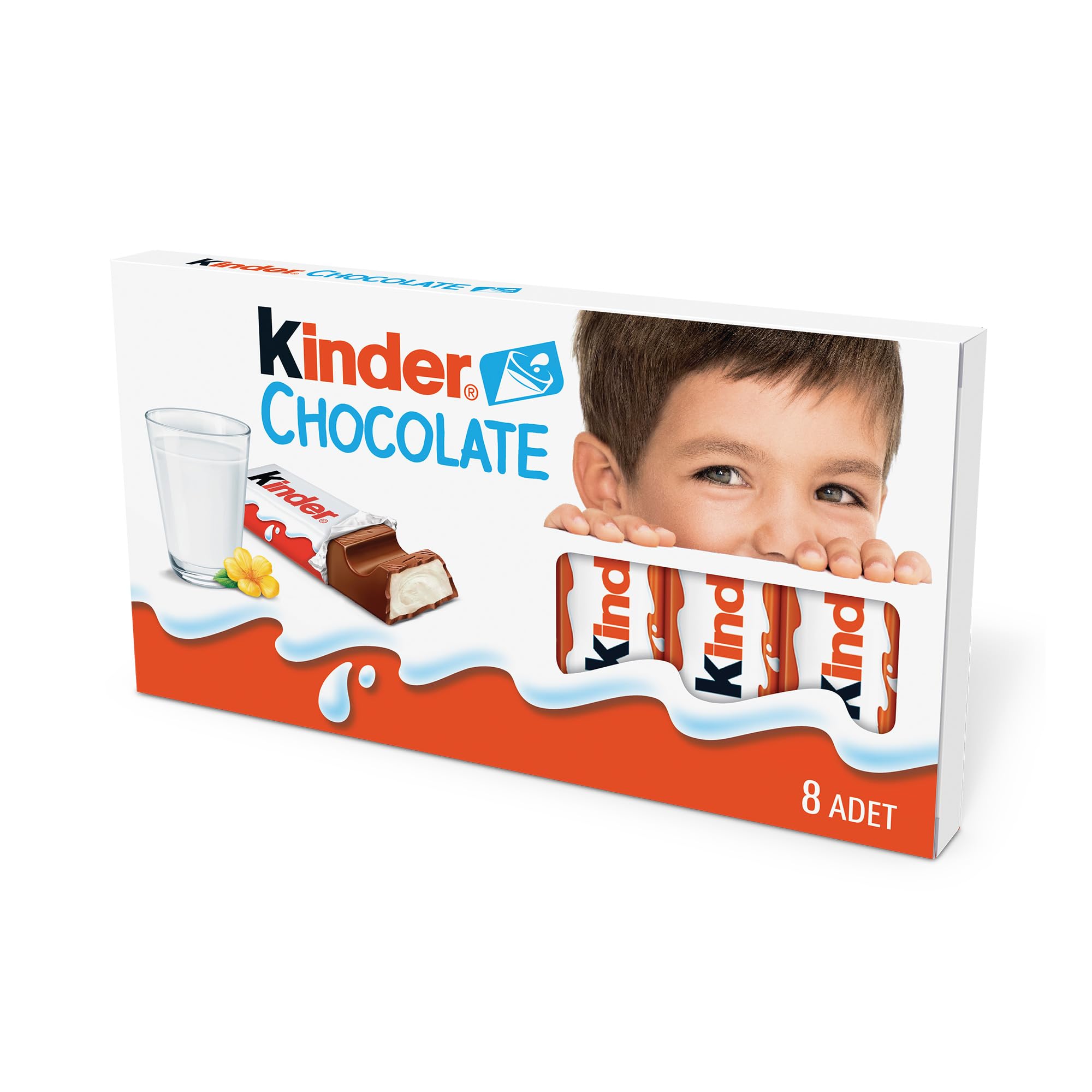 Kinder Chocolate 8 Bars, 100 Gram, Orange & White, (Xgb320008)
