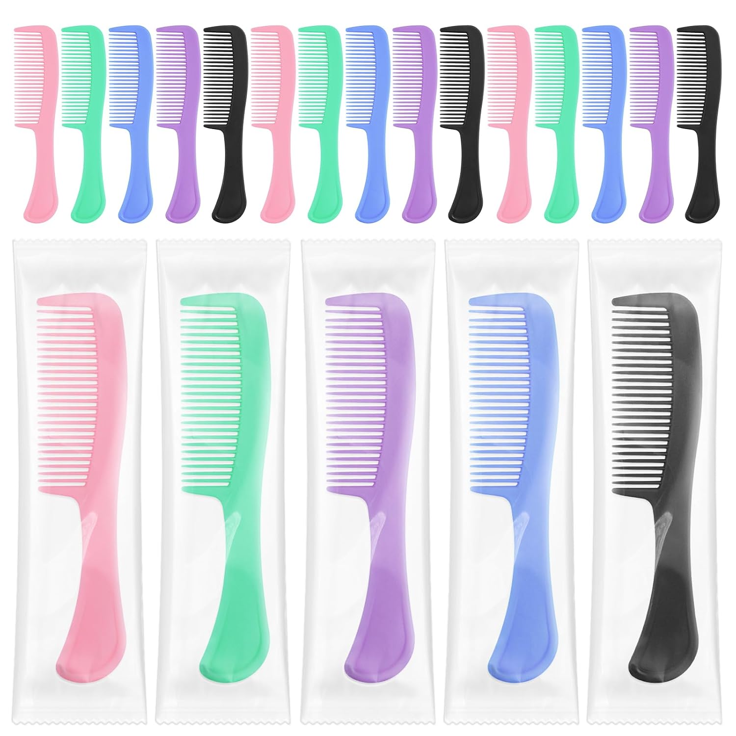 Combs Bulk, Individual Wrapped Combs, Simple And Stylish, Suitable For Hotels, Shelters, Homeless People, Nursing Homes, Charities, 5 Color (200-PACK)