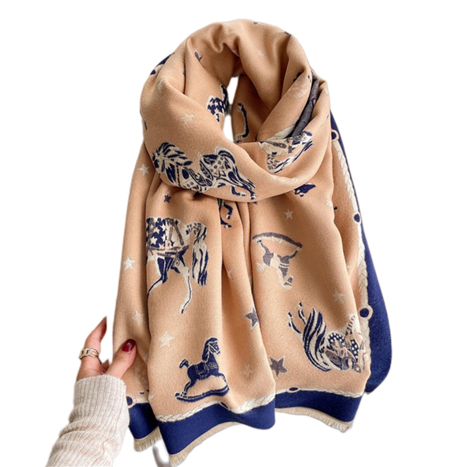 URYYRIT Foulard Écharpe Cachemire Chaude Dames Imprimer Un Châle De Couverture Hivernale Épaisse Et Envelopper Pashmina 180 * 65 Cm Femmes-Wyt153-2