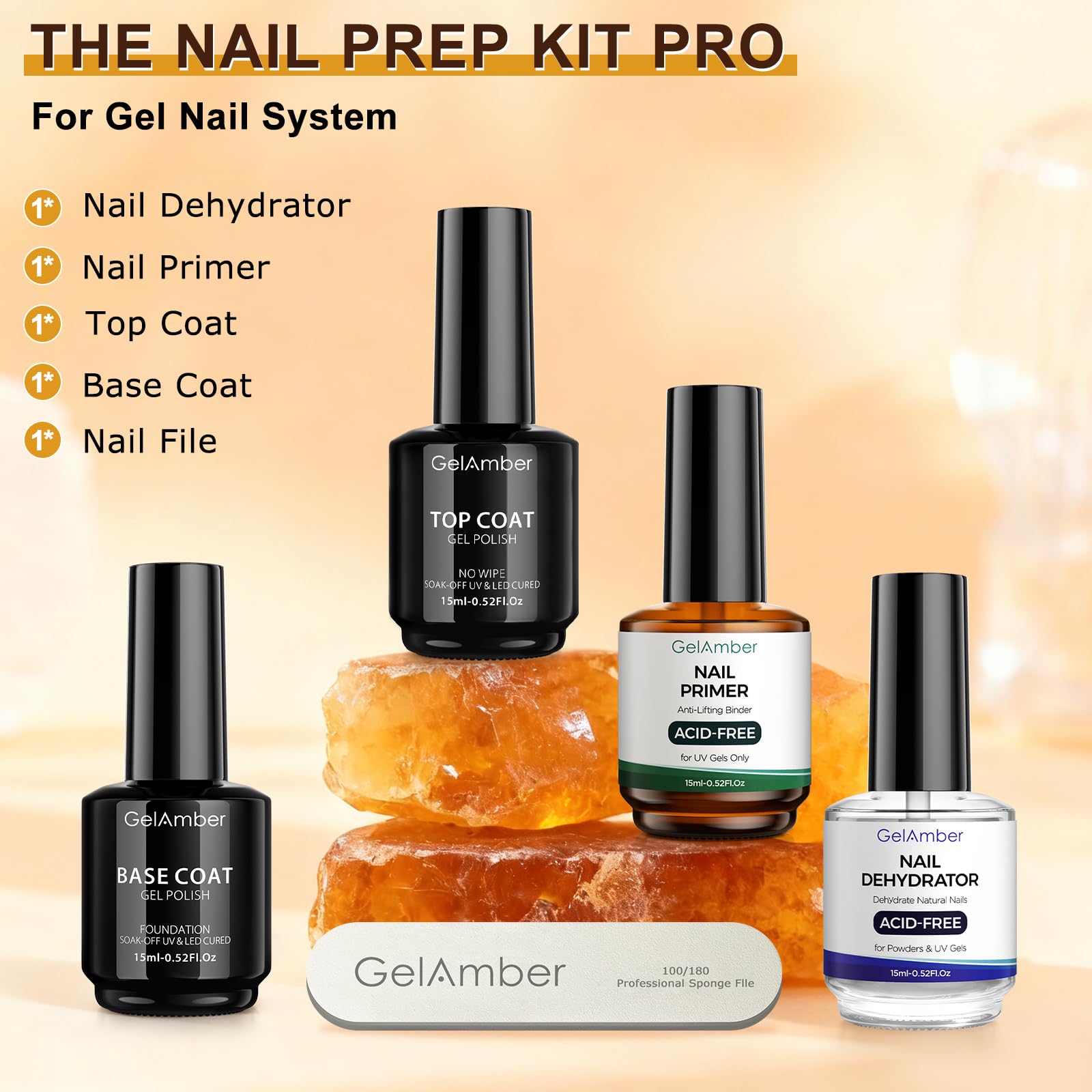 Amazon | GELAMBER ジェルベースとトップコートセット付きジェル