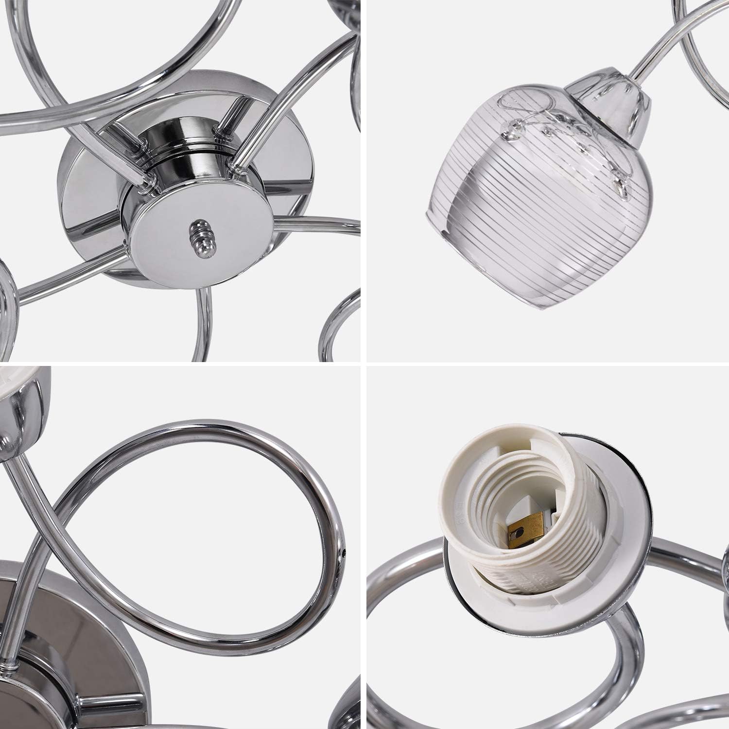 Get Discount 70% Price Semi Flush Mount Ceiling Light Fixture - Metal 5 Lights Modern Painting Pendant Ceiling Lamp for Bedroom,Hallway,Kitchen and Dining Room (Silver)