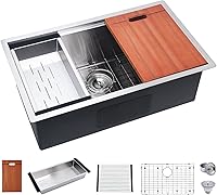 Vista 1 de Davivy Undermount Stainless Steel Kitchen Sink,27 x 18 x 10 Inch Workstation Kitchen Sink,Handmade Single Bowl Kitchen Sinks,Stainless Steel