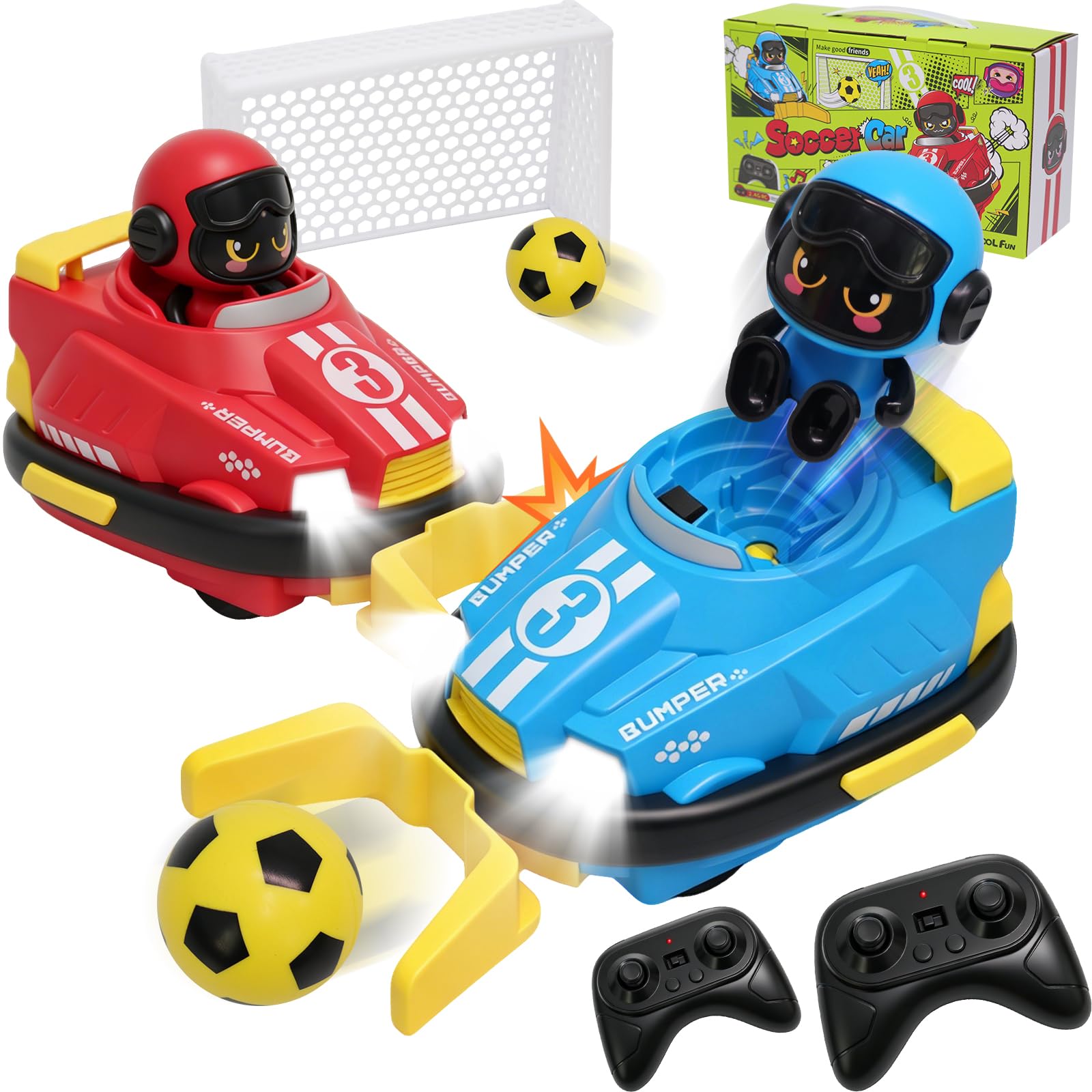 7JI Remote Control Bumper Car for Kids,2 Player RC Battle Car Football Game