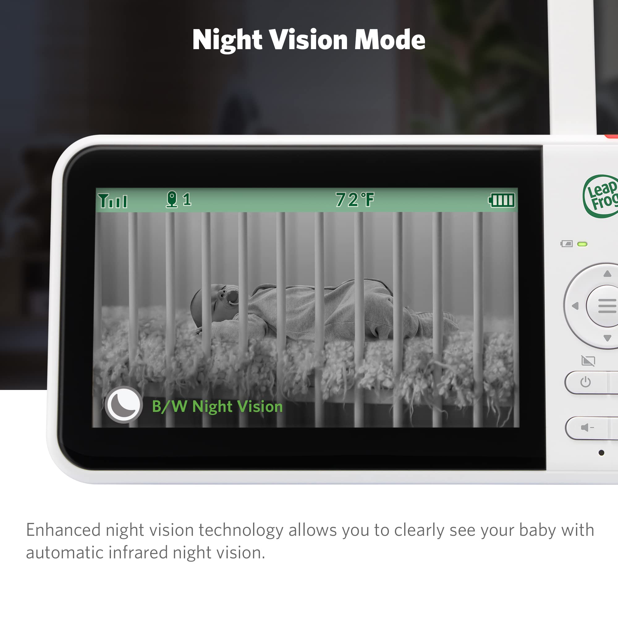 LeapFrog LF2415 Baby Monitor with 5 IPS LCD Screen, Up to 17-Hr Video Streaming, 1000ft Long Range, NightVision, Soothing Lullabies, NightLight, 2-Way Audio Talk, TemperatureSensor,SecureTransmission