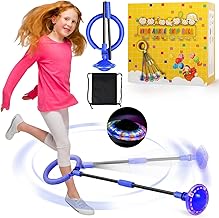 chimoo Kinder Blinkender Springring Fußkreisel,Faltbarer Ankle Skip Ball Sport Sprungball Mit Lichtrad Lila Blinkender Sprungball Mädchen Im Alter Von 6, 7, 8, 9 Und 10 Jahren
