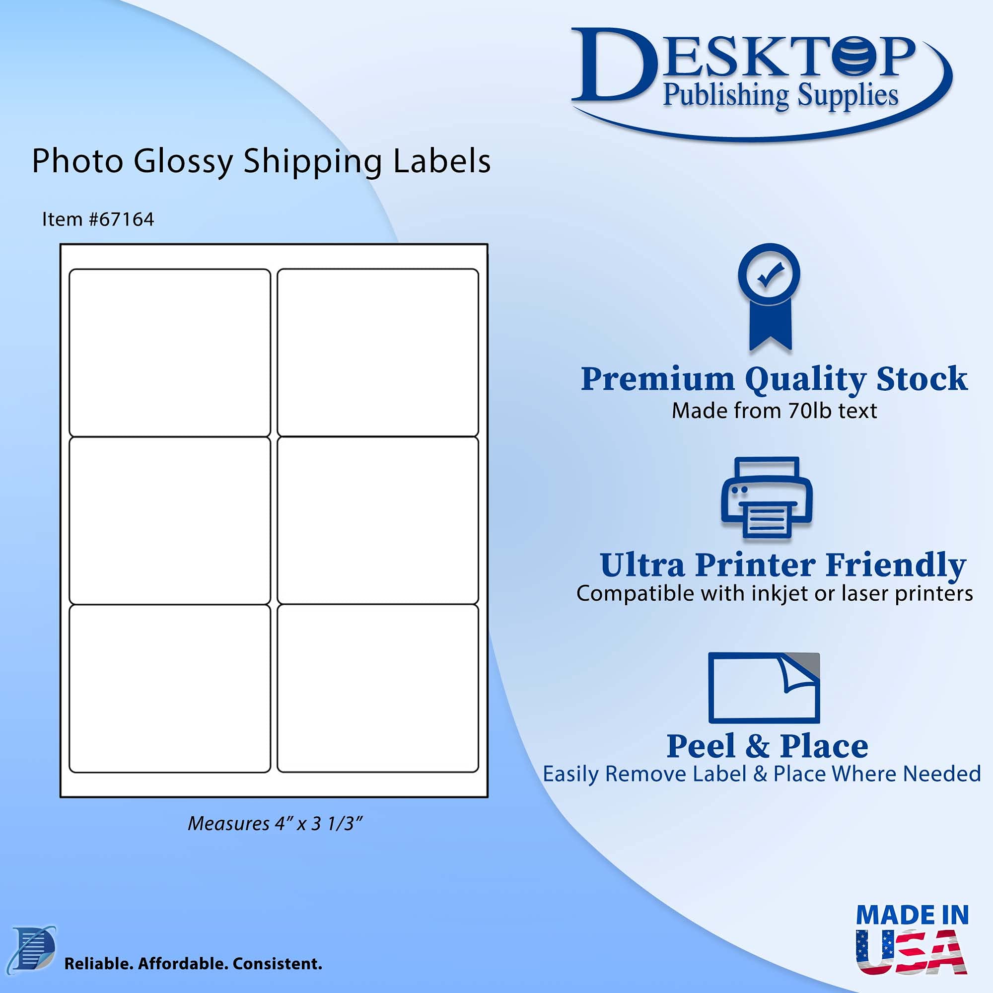 Snapklik.com : Photo Glossy Inkjet/Laser Shipping Labels 4 X 3 1/3-60 ...