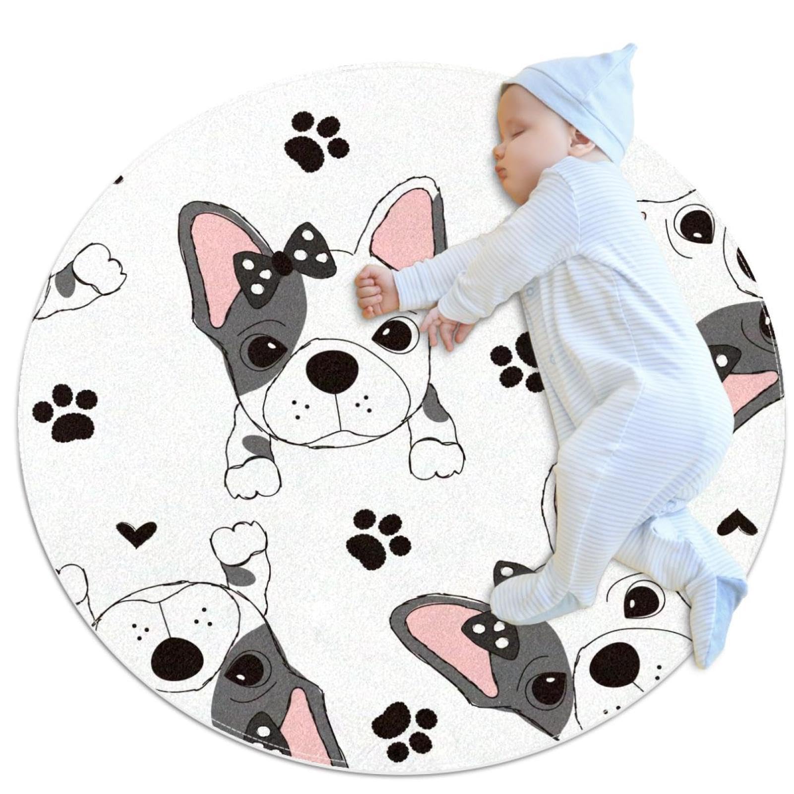 Tapis antidérapant salle de bain motif chiot et camomille