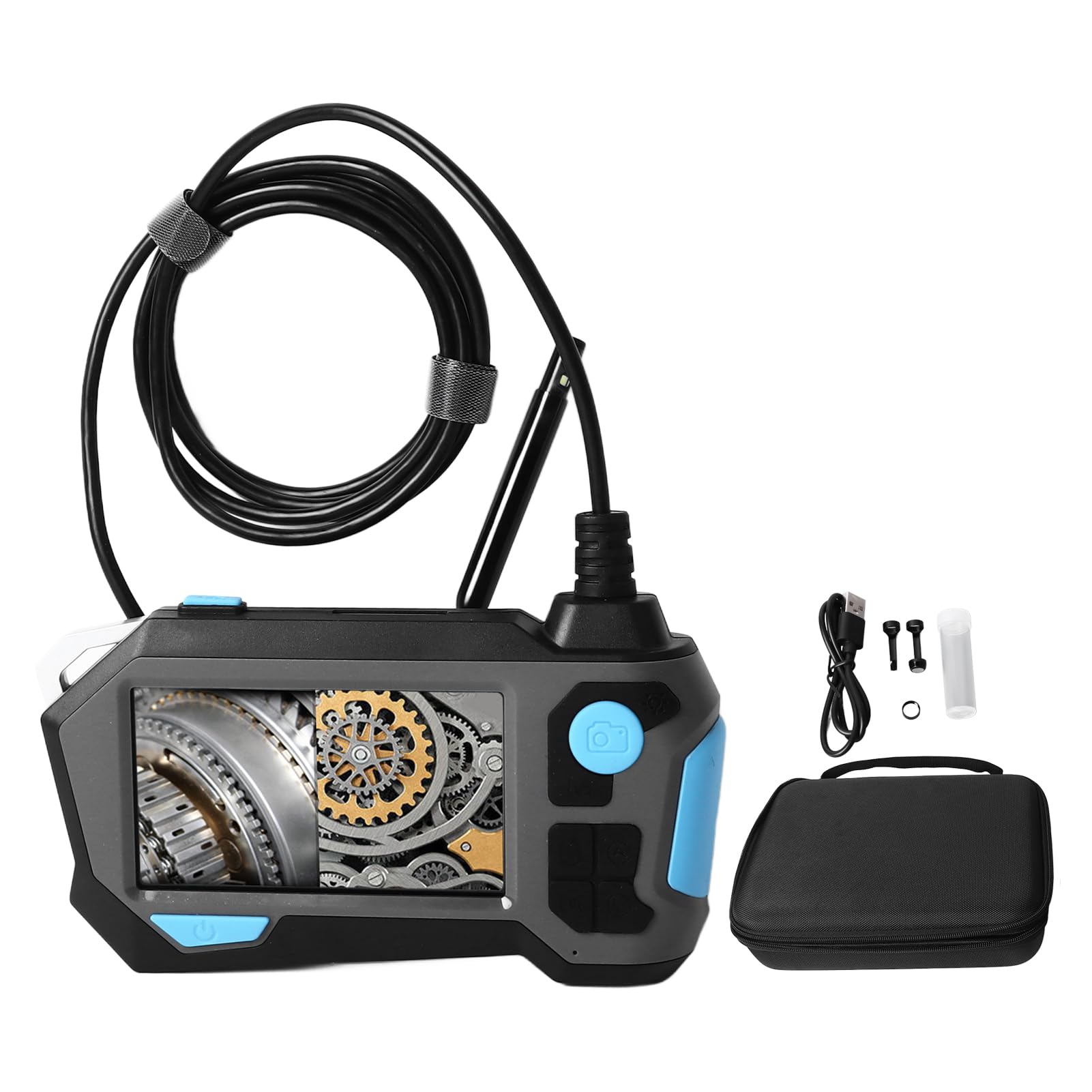 Telecamera per Ispezione Tubi con Rotazione di 720° e Doppia Lente da 8 Mm - Endoscopio Impermeabile IP68 con 4,5" S N