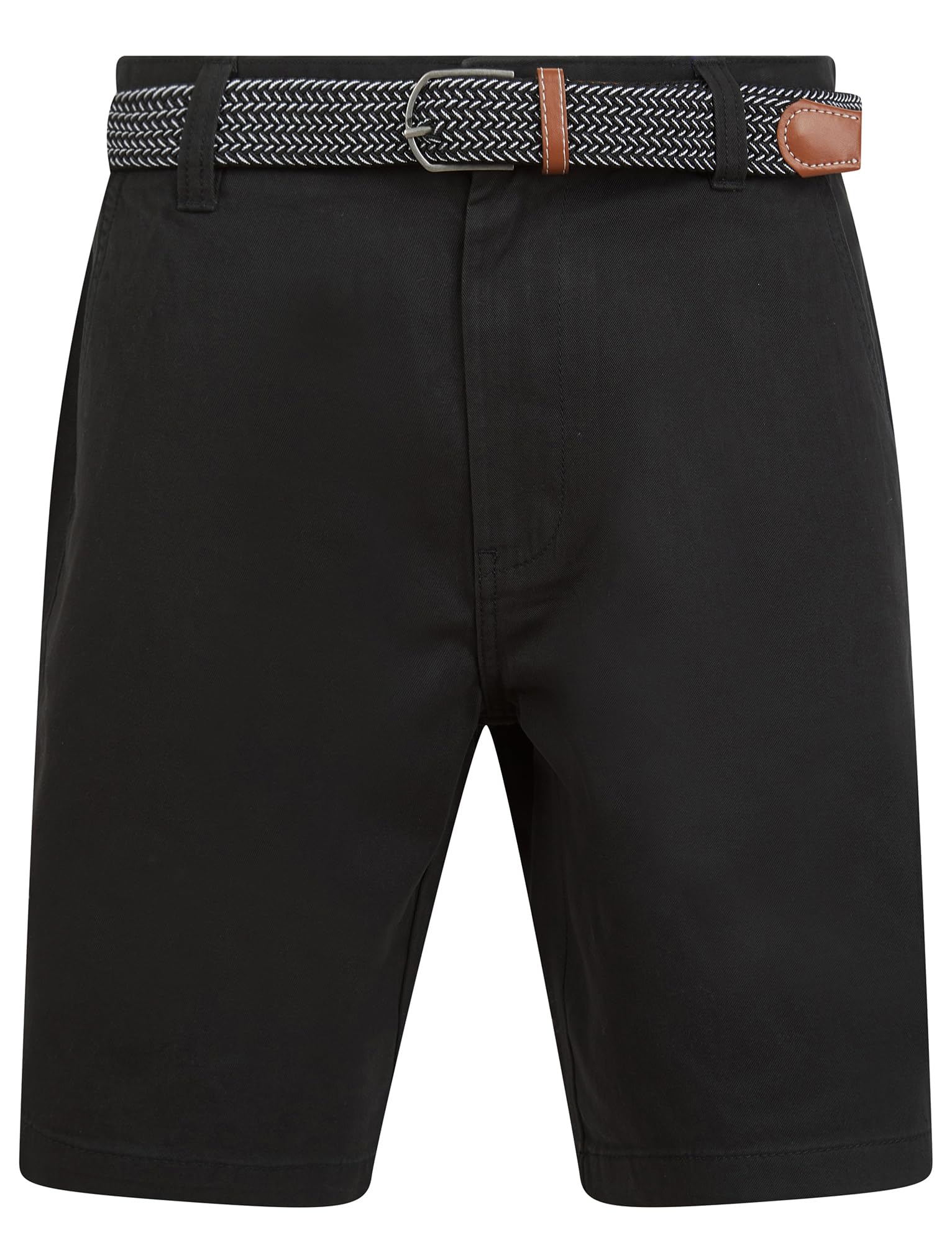 Kensington Eastside Mulligan Cotton Twill Chino Shorts with Woven Belt in Jet Black M