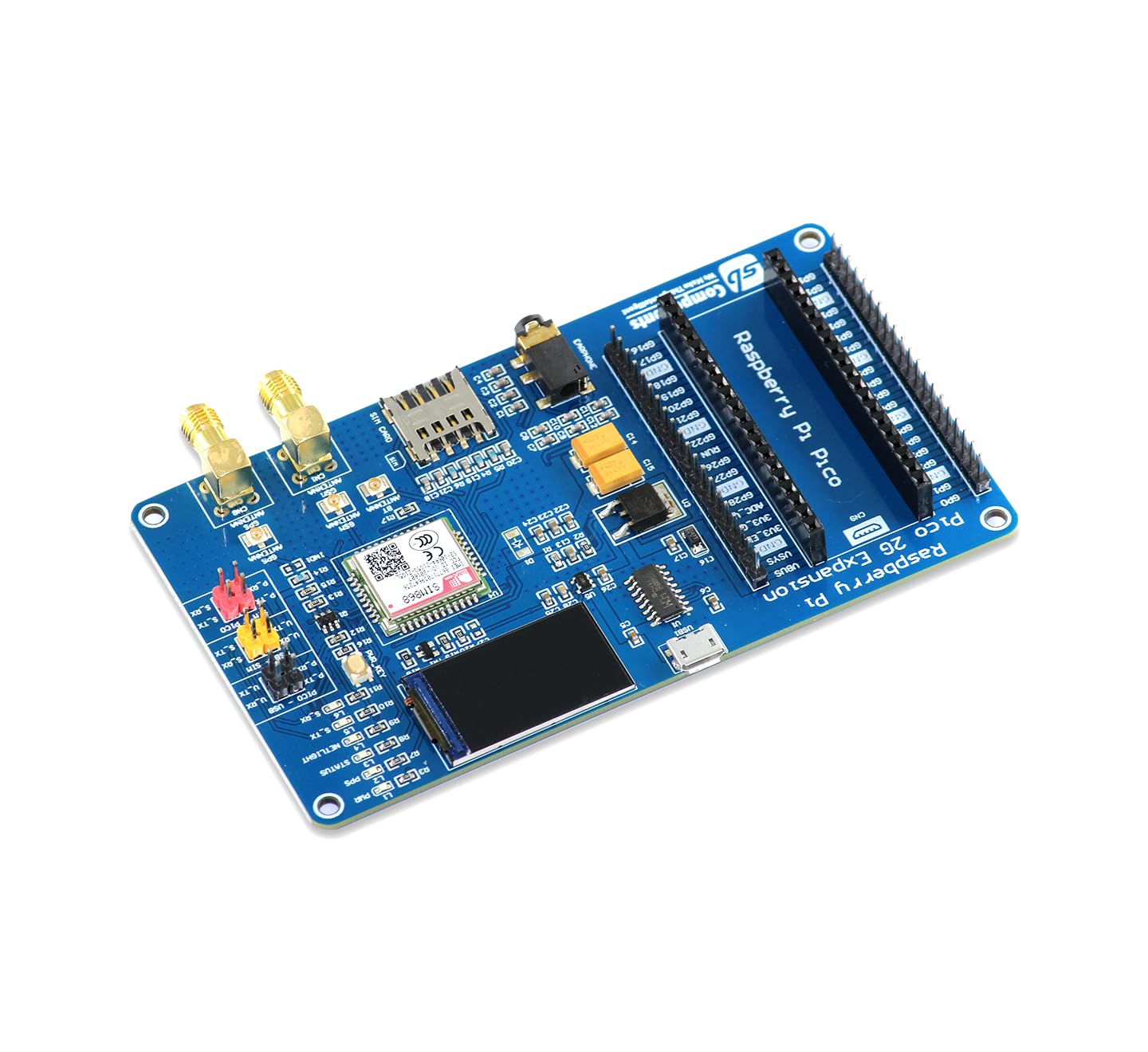 sb components Raspberry Pi Pico 2G Espansione QUAD-Band GSM/GPRS/GNSS Espansione per Raspberry Pi Pico, Aggiunge Cellulare e GPS Supporto al Pico